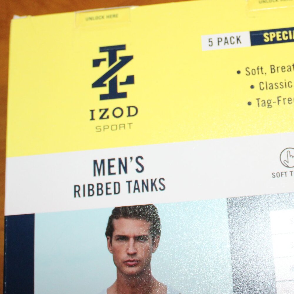NWT IZOD Sport White Ribbed Tanks 5 Pack Men's L Undershirts T-Shirts Tag Free - Picture 8 of 9